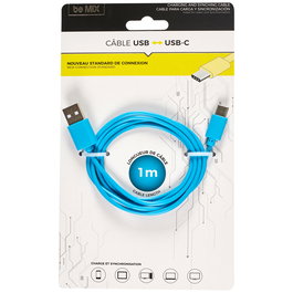 Be Mix Cable USB Tipo C High Tech 1 Metro Lila Fucsia Azul Negro