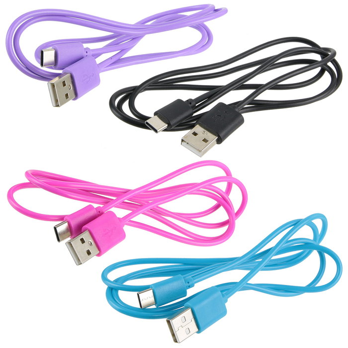 Be Mix Cable USB Tipo C High Tech 1 Metro Lila Fucsia Azul Negro