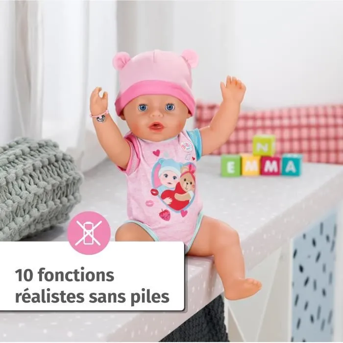 Baby Born Muñeca bebé Emma 43 cm con 10 funciones y 10 accesorios para mayores de 3 años