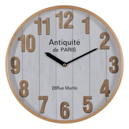 Ixia Reloj Blanco-natural Madera y Cristal 32 x 32 x 4,50 cm