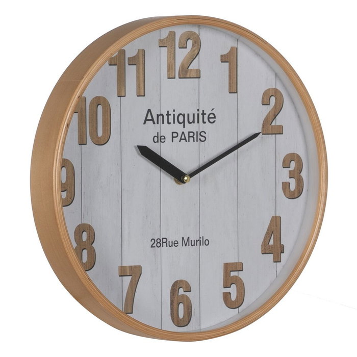 Ixia Reloj Blanco-natural Madera y Cristal 32 x 32 x 4,50 cm Ixia Reloj Blanco-natural Madera y Cristal 32 x 32 x 4,50 cm