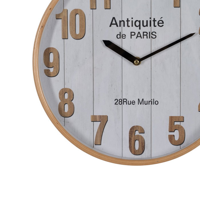 Reloj Blanco-Natural Madera / Cristal 32 X 32 X 4,50 cm