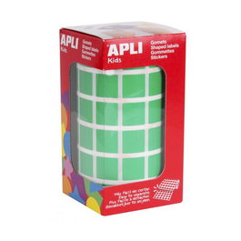 APLI Gomets en Rollo Cuadrados 15 mm Verde 2.832 uds.