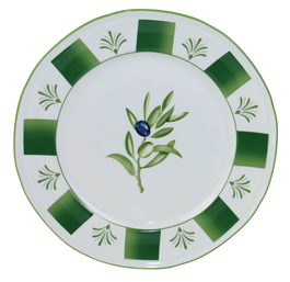 DKD Home Decor Plato de Porcelana Olivo Verde 27x27x2,8 cm