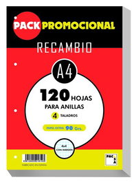 Recambio Pacsa A4 120H 90G 4 Taladros Cuadric.4X4 C/Margen