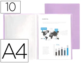 Liderpapel Carpeta Escaparate 10 Fundas Polipropileno DIN A4 Lavanda Opaco