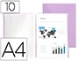 Liderpapel Carpeta Escaparate 10 Fundas Polipropileno DIN A4 Lavanda Opaco
