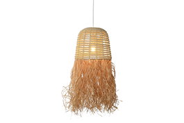 DKD Home Decor Lámpara de Techo de Ratán Hecha a Mano Natural 30x30x60 cm
