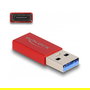 DeLOCK Adaptador USB 10 Gbps Activo USB-A Macho a USB-C Hembra Rojo - VL162, Plug and Play