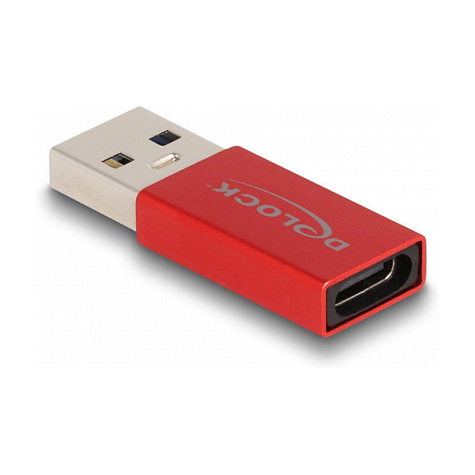 DeLOCK Adaptador USB 10 Gbps Activo USB-A Macho a USB-C Hembra Rojo - VL162, Plug and Play DeLOCK Adaptador USB 10 Gbps Activo USB-A Macho a USB-C Hembra Rojo - VL162, Plug and Play