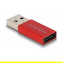 DeLOCK Adaptador USB 10 Gbps Activo USB-A Macho a USB-C Hembra Rojo - VL162, Plug and Play