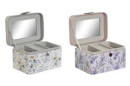 DKD Home Decor Joyero PU con Espejo y Bandeja Satinada, Surtido de 2 Unidades