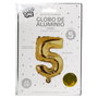 Party Time Globo Cifra 5 Oro Altura 35 cm para Cumpleaños y Aniversarios