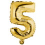 Party Time Globo Cifra 5 Oro Altura 35 cm para Cumpleaños y Aniversarios