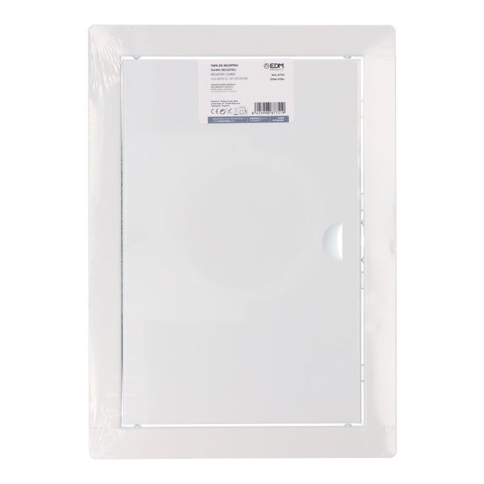 Edm Tapa de registro empotrable rectangular acero 20x30cm blanca