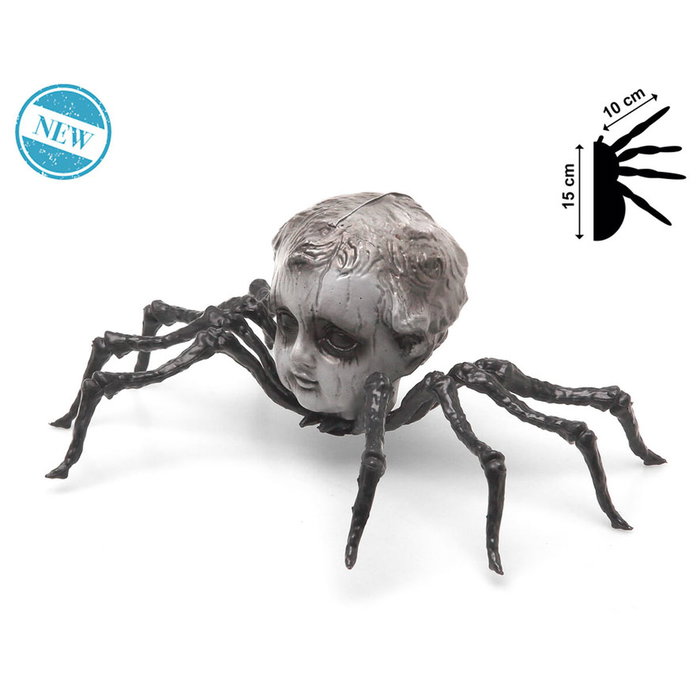 Araña con cara de muñeca de 15 cm Gris