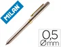 Milan Bolígrafo Multifunción Cromado Adornos Dorados Azul/Rojo/Portaminas 0.7mm/0.5mm Caja Metal