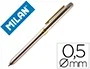 Milan Bolígrafo Multifunción Cromado Adornos Dorados Azul/Rojo/Portaminas 0.7mm/0.5mm Caja Metal