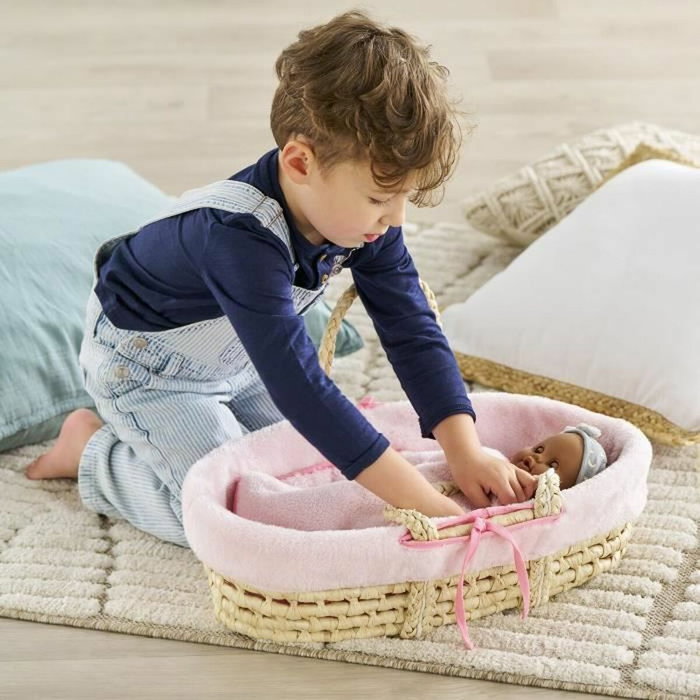 Corolle Conjunto Cuna Peluche Rosa para Muñecos de 36 y 42 cm
