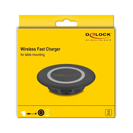 DeLOCK 66284 Cargador inalámbrico 15 W para instalación en mesa negro