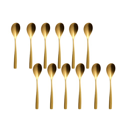 Summa Cuchara Moca Satin Oro 110 mm - Cubertería de Acero Inoxidable con Acabado PVD (Set de 12)