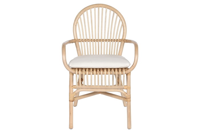 DKD Home Decor Silla de Ratán con Cojín Natural