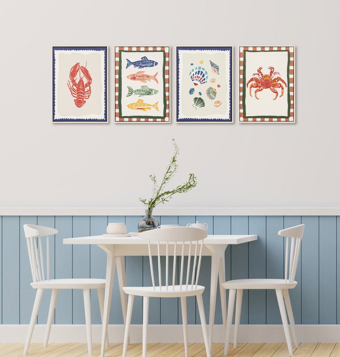 DKD Home Decor Cuadro Mediterraneo Multicolor 40 x 30 x 2.5 cm (4 Unidades)