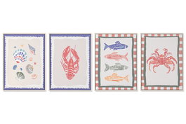 DKD Home Decor Cuadro Mediterraneo Multicolor 40 x 30 x 2.5 cm (4 Unidades)