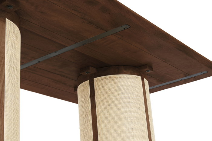 DKD Home Decor Mesa Comedor Sixties Mango y Fibra Natural 200x76x100 cm