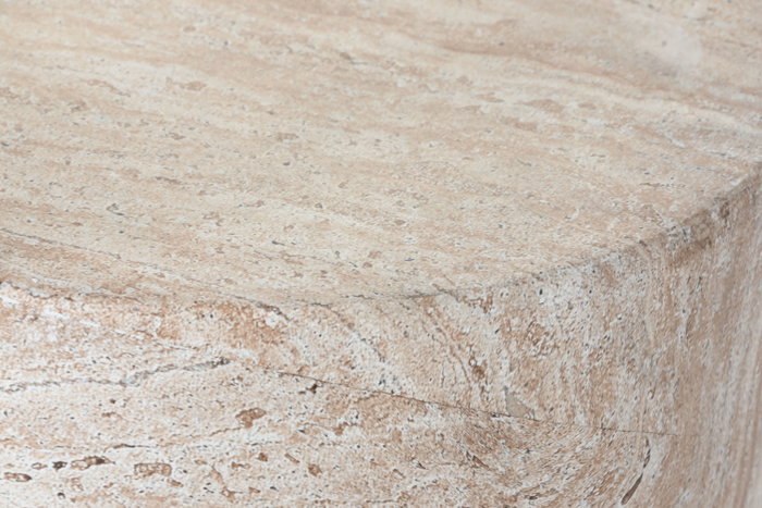 DKD Home Decor Mesita Auxiliar de Fibra de Vidrio Simil Travertine