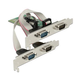 DeLOCK 89557 Tarjeta PCIe Express x1 a 4 Puertos Serie RS-232, Perfil Bajo, PCIe 2.0, Interna, Chipset ASIX AX99100