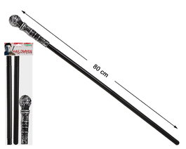 Bastón Negro con Bola Plateada 80 cm para Disfraz de Señor o Villano