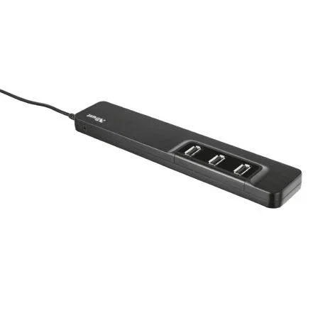 HUB TRUST OILA 10 PUERTOS USB - DISEÑO PLANO Y COMPACTO - 3 PUERTOS EN LA PARTE SUPERIOR Y 7 EN LA FRONTAL - INCLUYE ADAPTADOR TOMA ELECTRICA