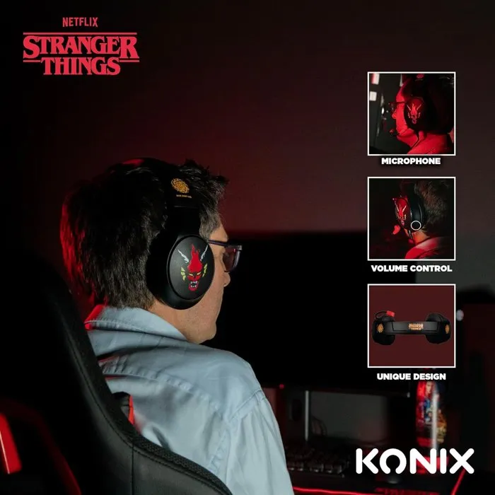 Konix Stranger Things Auriculares Gaming para PC, PS5, Switch 2 y Xbox, Supraaurales con Cable de 1.5 m y Micrófono, AACBN15997 Konix Stranger Things Auriculares Gaming para PC, PS5, Switch 2 y Xbox, Supraaurales con Cable de 1.5 m y Micrófono, AACBN15997