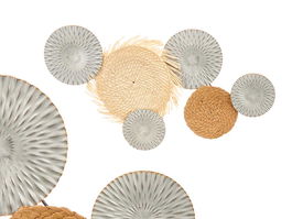 Giftdecor Mural Metal Paja Bambu Marron Gris 76.8 x 4.4 x 50.2 cm (Set de 4)