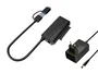 Conceptronic ABBY21B Adaptador USB-A Macho a SATA 22-pin Hembra, USB 3.2 Gen 1, para Discos 2.5/3.5" Hasta 10TB, Incluye Adaptador USB-C y de Corriente, Negro