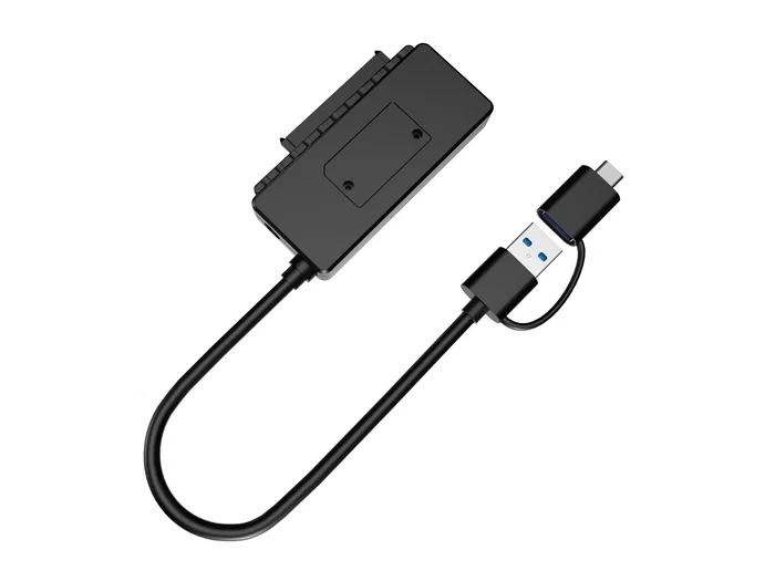 Conceptronic ABBY21B Adaptador USB-A Macho a SATA 22-pin Hembra, USB 3.2 Gen 1, para Discos 2.5/3.5" Hasta 10TB, Incluye Adaptador USB-C y de Corriente, Negro