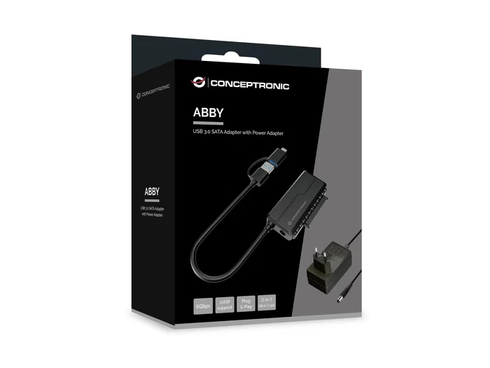 Conceptronic ABBY21B Adaptador USB-A/USB-C a SATA 22-pin Negro