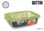 Quttin Fiambrera Rectangular con Tapa Verde 23 x 17.5 cm 1500 cc (6 Unidades)