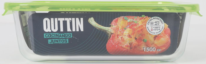 Quttin Fiambrera Rectangular con Tapa Verde 23 x 17.5 cm 1500 cc (6 Unidades)