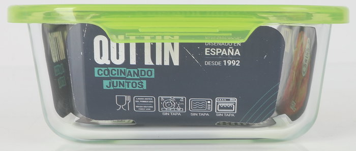 Quttin Fiambrera Rectangular con Tapa Verde 23 x 17.5 cm 1500 cc (6 Unidades)