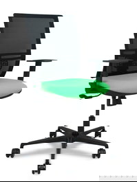 Silla de oficina Yunquera con mecanismo Sincro tapizada con Tela color Pistacho y malla color Negro. Equipada con lumbar 1D, Brazos 1D y Ruedas 65mm nailon