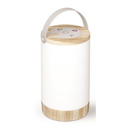 Avide Lámpara de mesa portátil LED RGB con botón a presión Blanco y Madera