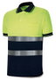 MARCA Polo de alta visibilidad amarillo fluorescente y azul marino, talla L