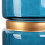 Home Deco Factory Jarron Azul-Dorado Decorativo Medidas d.15,5 cm; h.20,5 cm