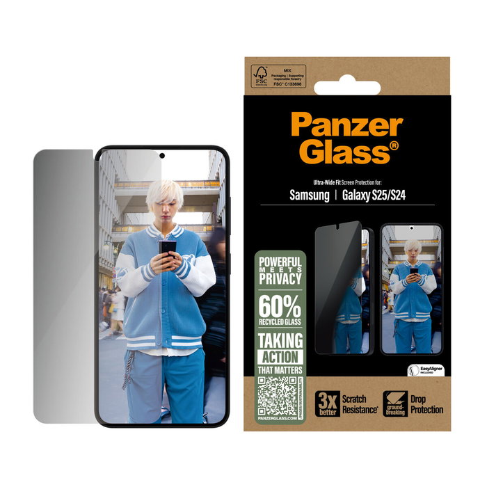 PanzerGlass Privacy Screen Protector Samsung Galaxy S25 y S24 5G Ultra-Wide Fit
