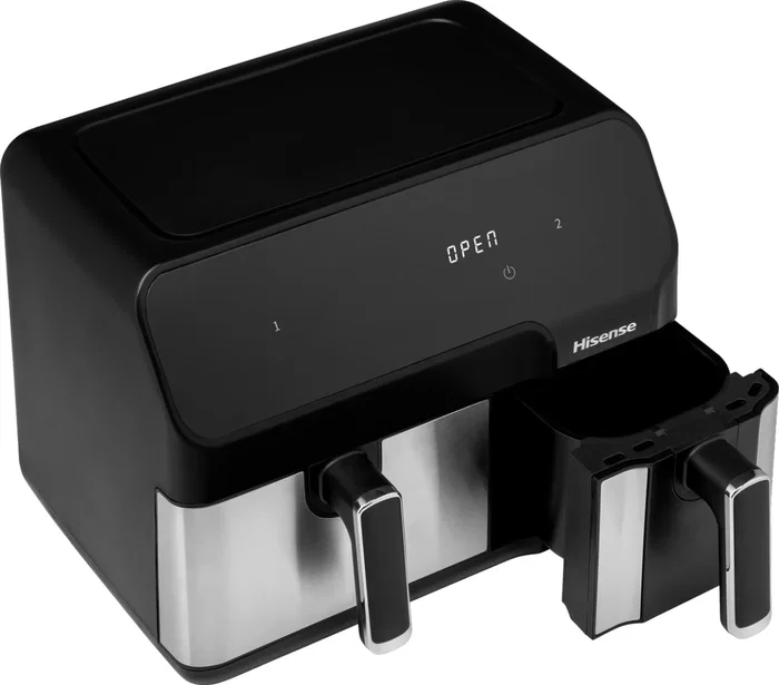 Hisense Freidora de Aire Caliente Doble e Independiente HAF2900D, 8,6 Litros, 1700 W, Control Táctil con Pantalla LED, Color Negro