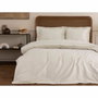 Aucune Juego de Cama 100% Algodón Satén Beige con Funda Nórdica y 2 Fundas de Almohada
