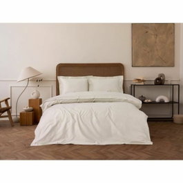 Aucune Juego de Cama 100% Algodón Satén Beige con Funda Nórdica y 2 Fundas de Almohada