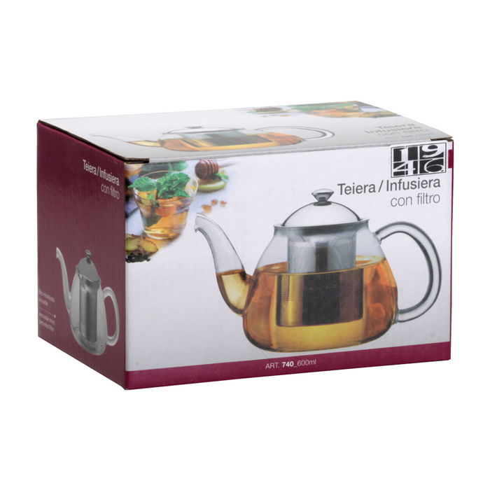 1946 Tetera Con Filtro 600 Ml Vidrio Borosilicado Acero Inoxidable 18/10